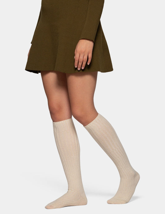 Hue Cashmere Blend Knee Sock - Ivory