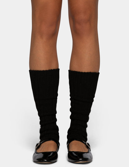 Hue Ribbed Leg Warmer - Black