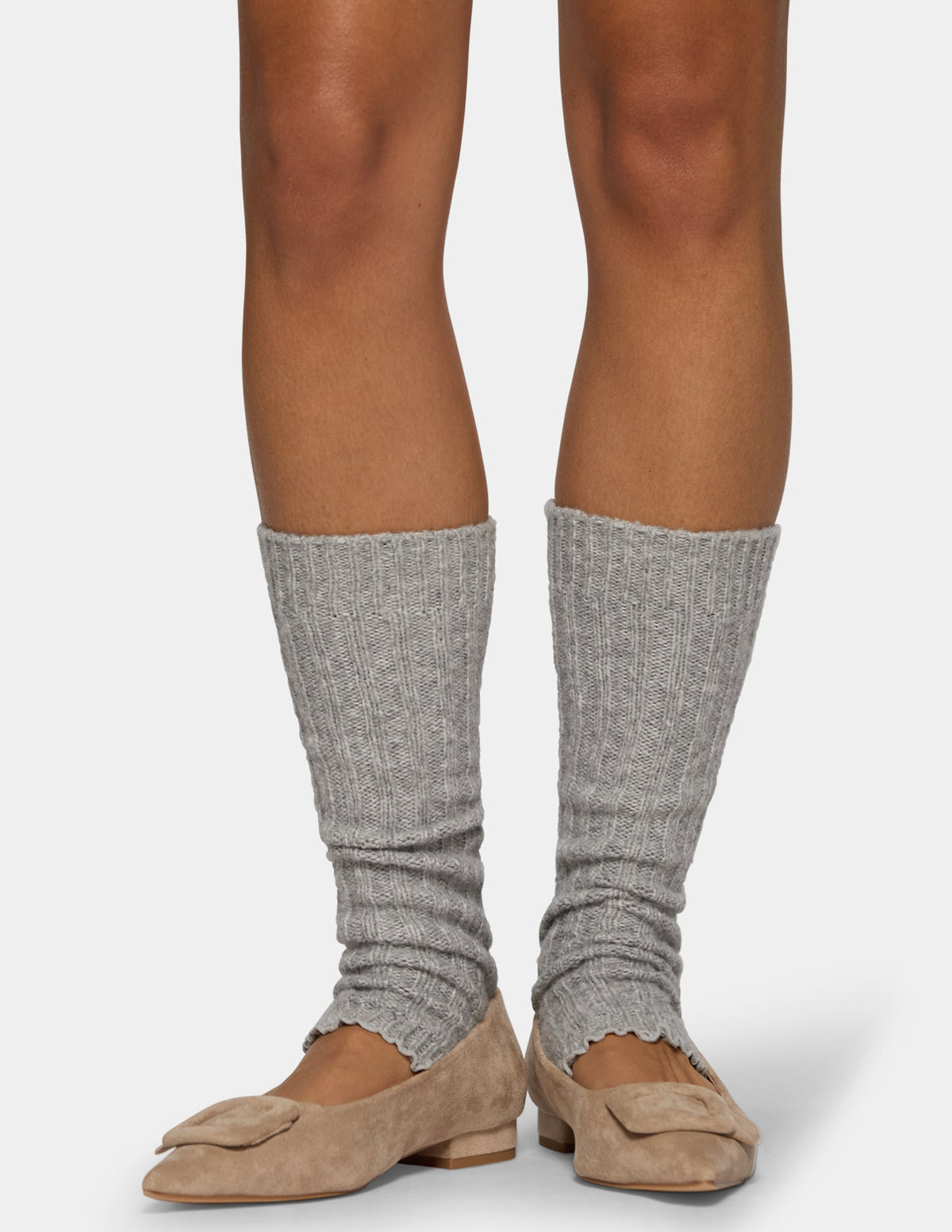 Hue Ribbed Leg Warmer - Light Grey Heather