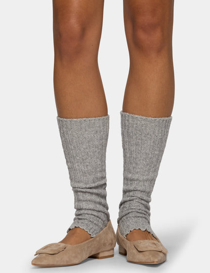 Hue Ribbed Leg Warmer - Light Grey Heather