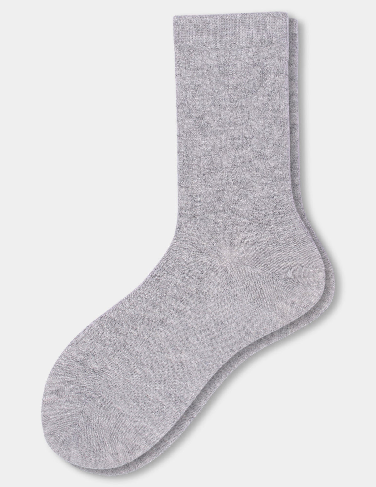 Hue Ribbed Cable Crew - Light Grey Heather