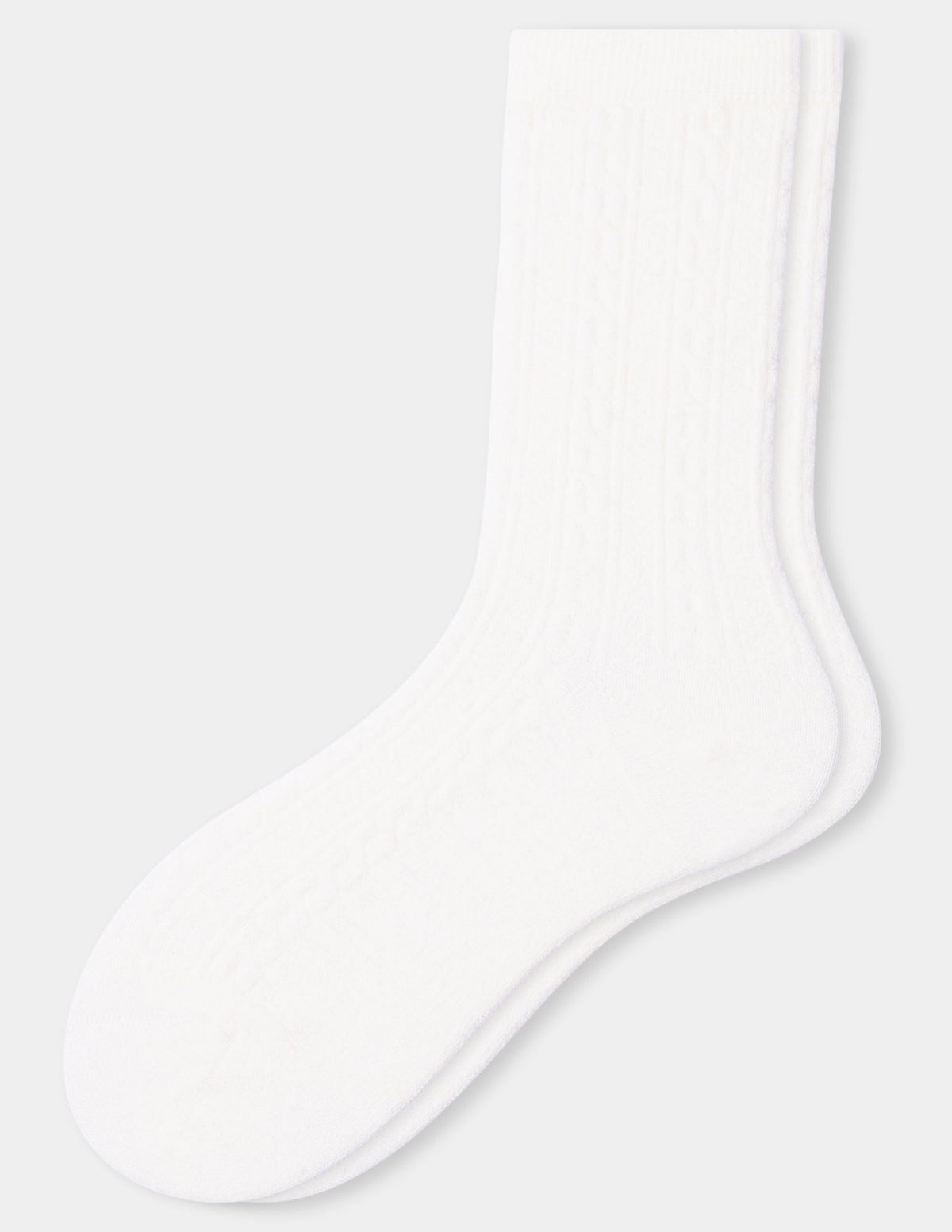 Hue Ribbed Cable Crew - Ivory