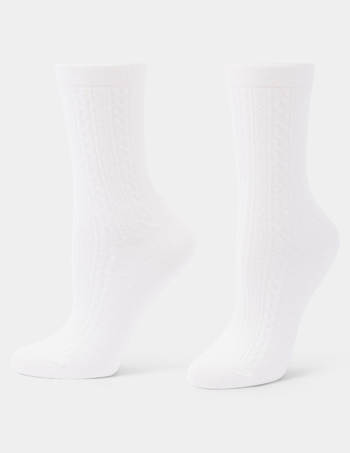 Hue Ribbed Cable Crew - Ivory