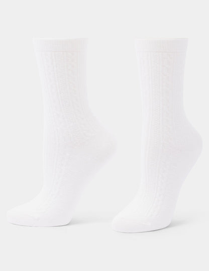 Hue Ribbed Cable Crew - Ivory