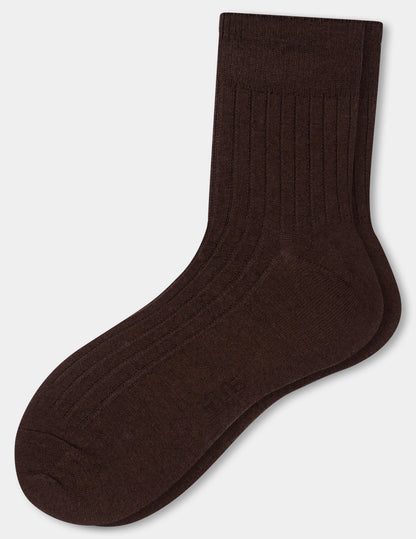 Hue Ribbed Cropped Crew - Chocolate Brown