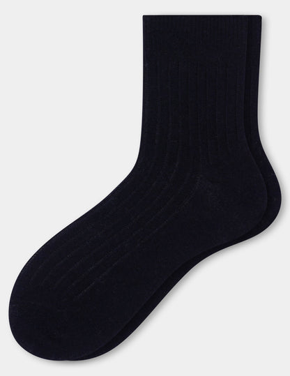 Hue Ribbed Cropped Crew - Black
