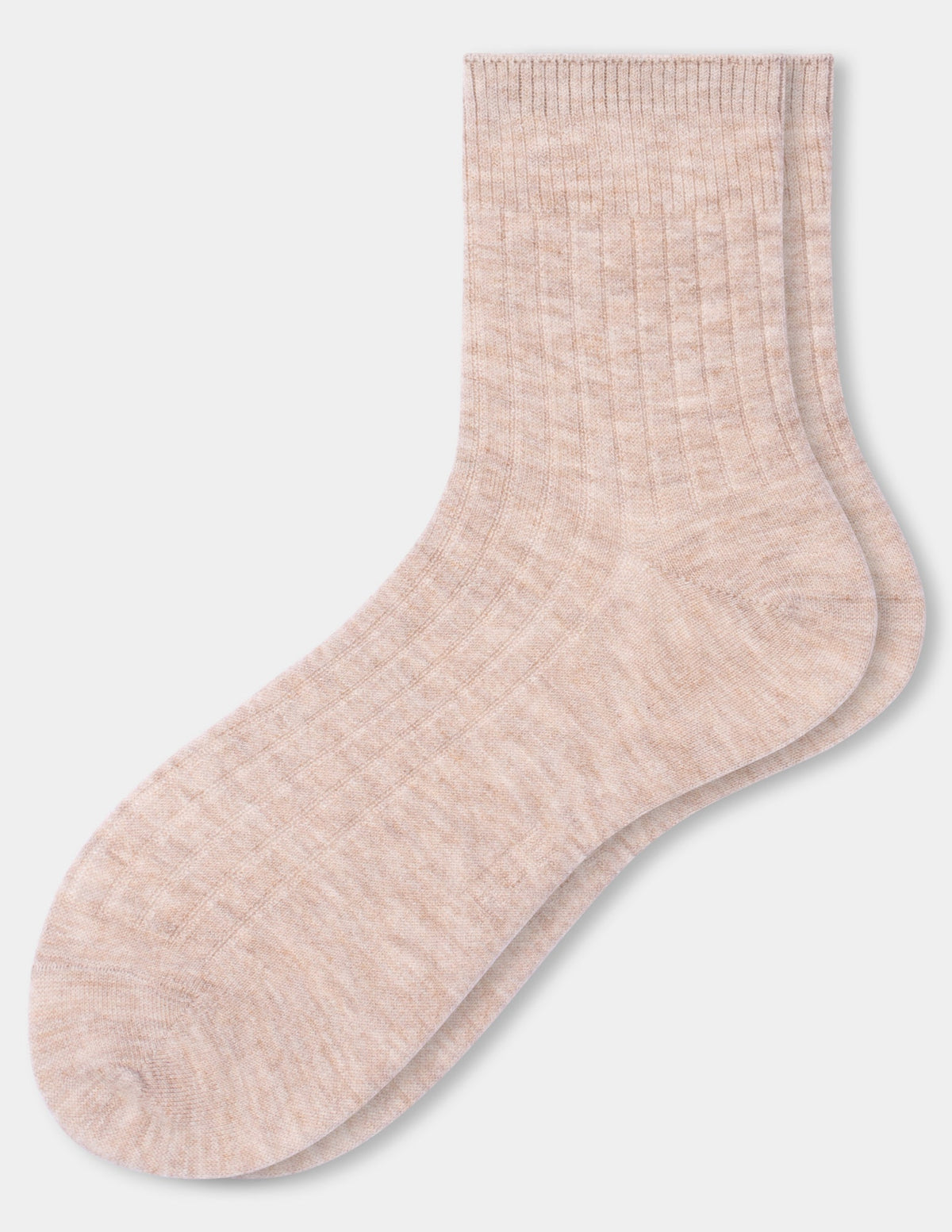 Hue Ribbed Cropped Crew - Oatmeal Heather