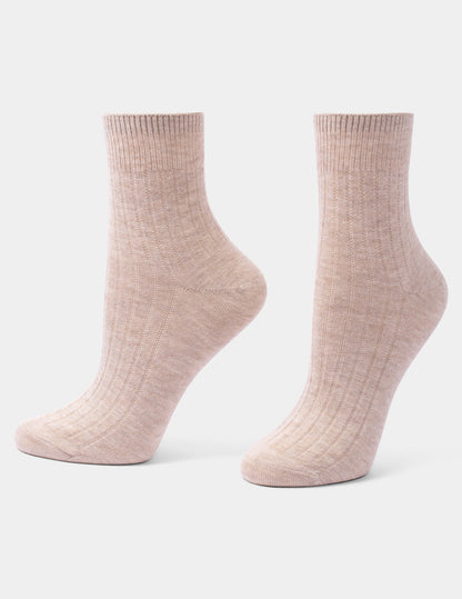 Hue Ribbed Cropped Crew - Oatmeal Heather