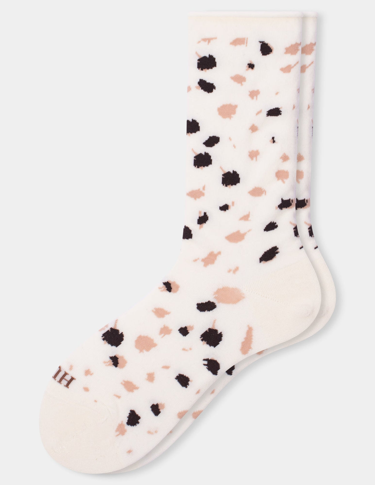 Hue Jeans Socks Crew - Ivory Animal