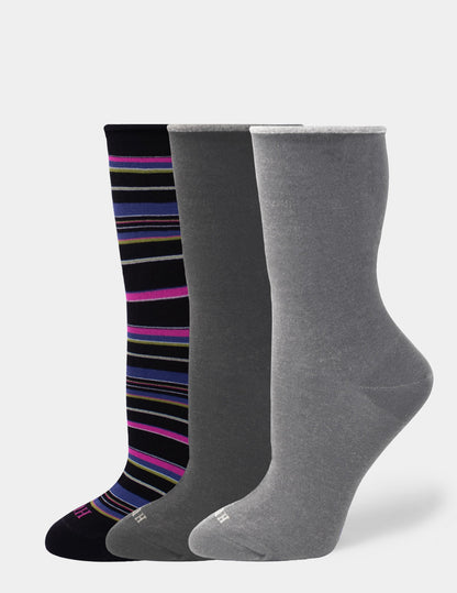 Hue Jeans Socks Crew 3 Pair Pack - Black/Graphite Heather