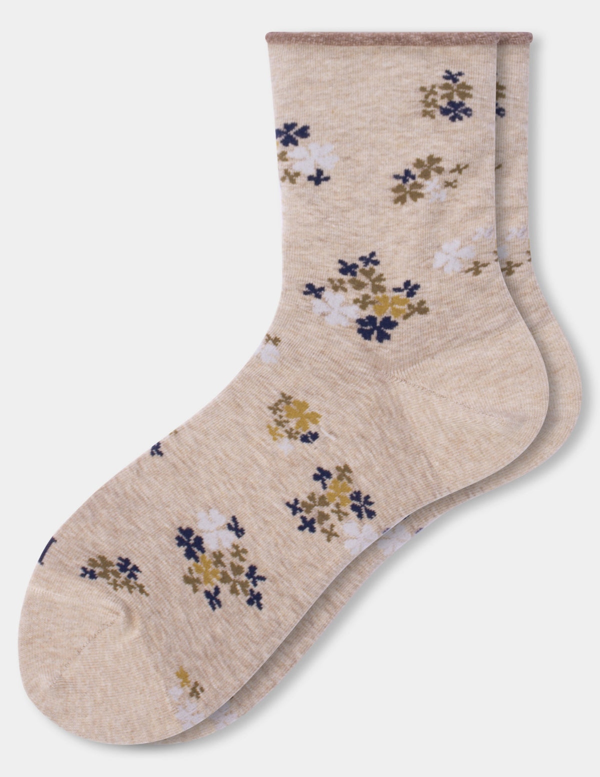 Hue Cropped Jeans Sock - Oatmeal Ditsy