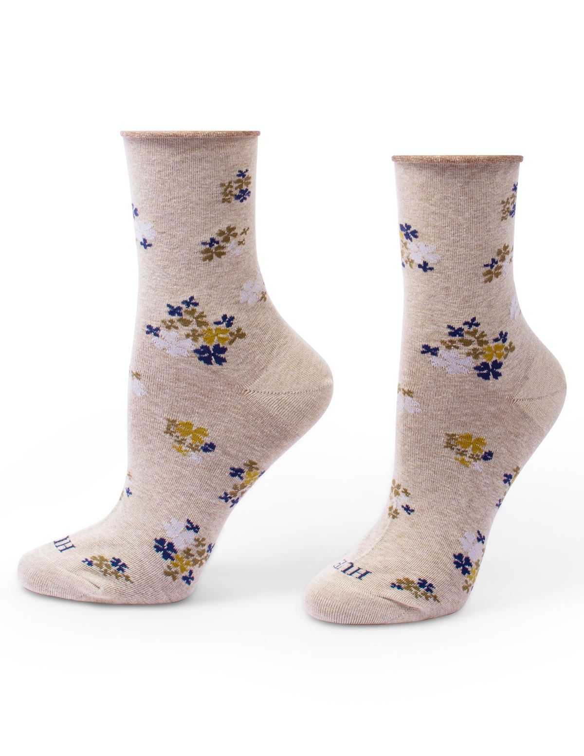 Hue Cropped Jeans Sock - Oatmeal Ditsy