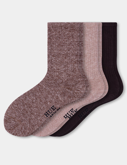 Hue Women's Must Have Crew 3 Pair Pack - Brown