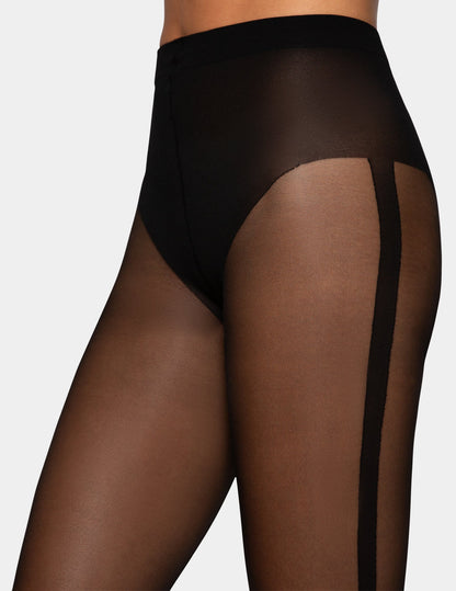 Hue Tuxedo Stripe Sheer - Black
