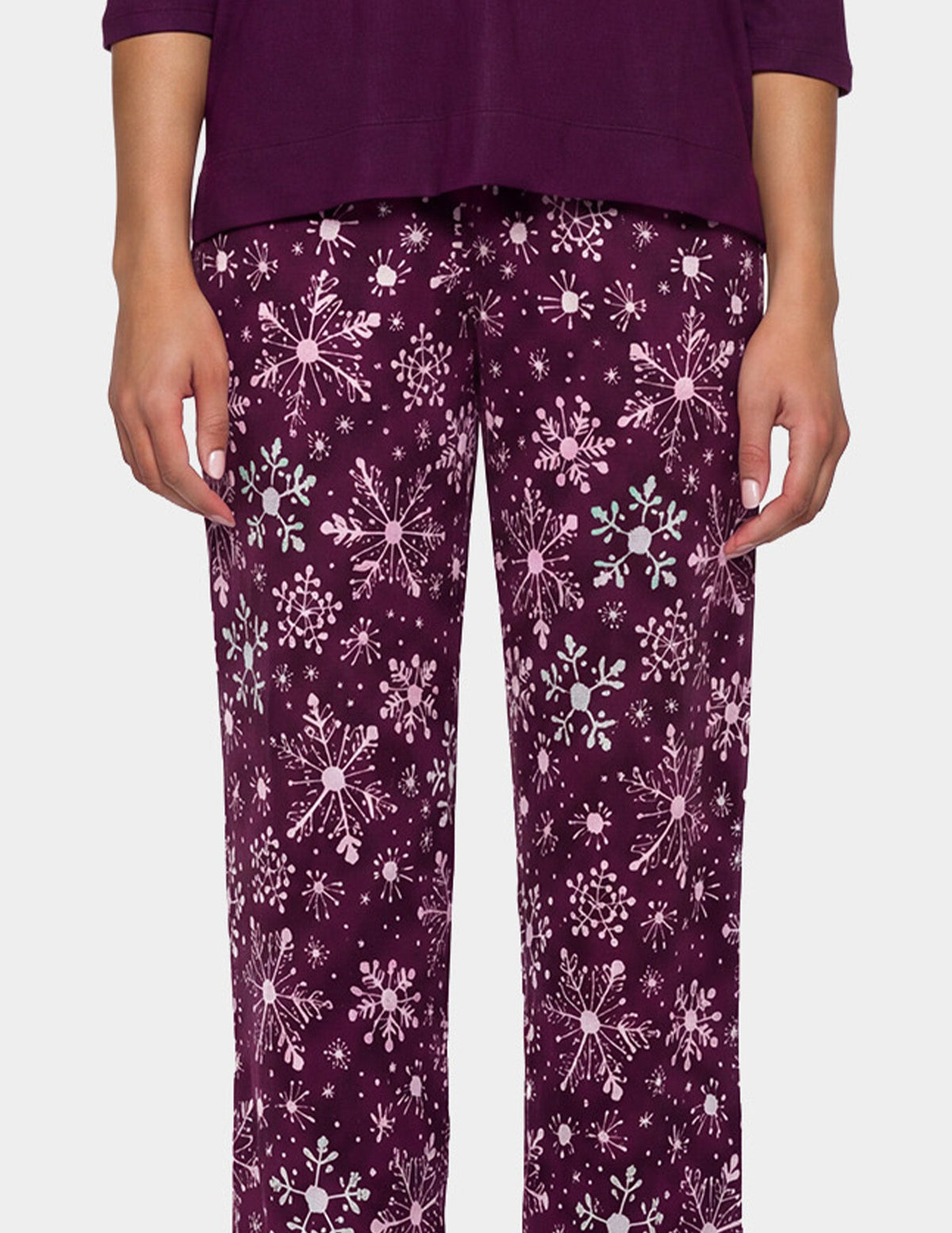 Hue Brushed Loose Knit PJ Set - Eggplant