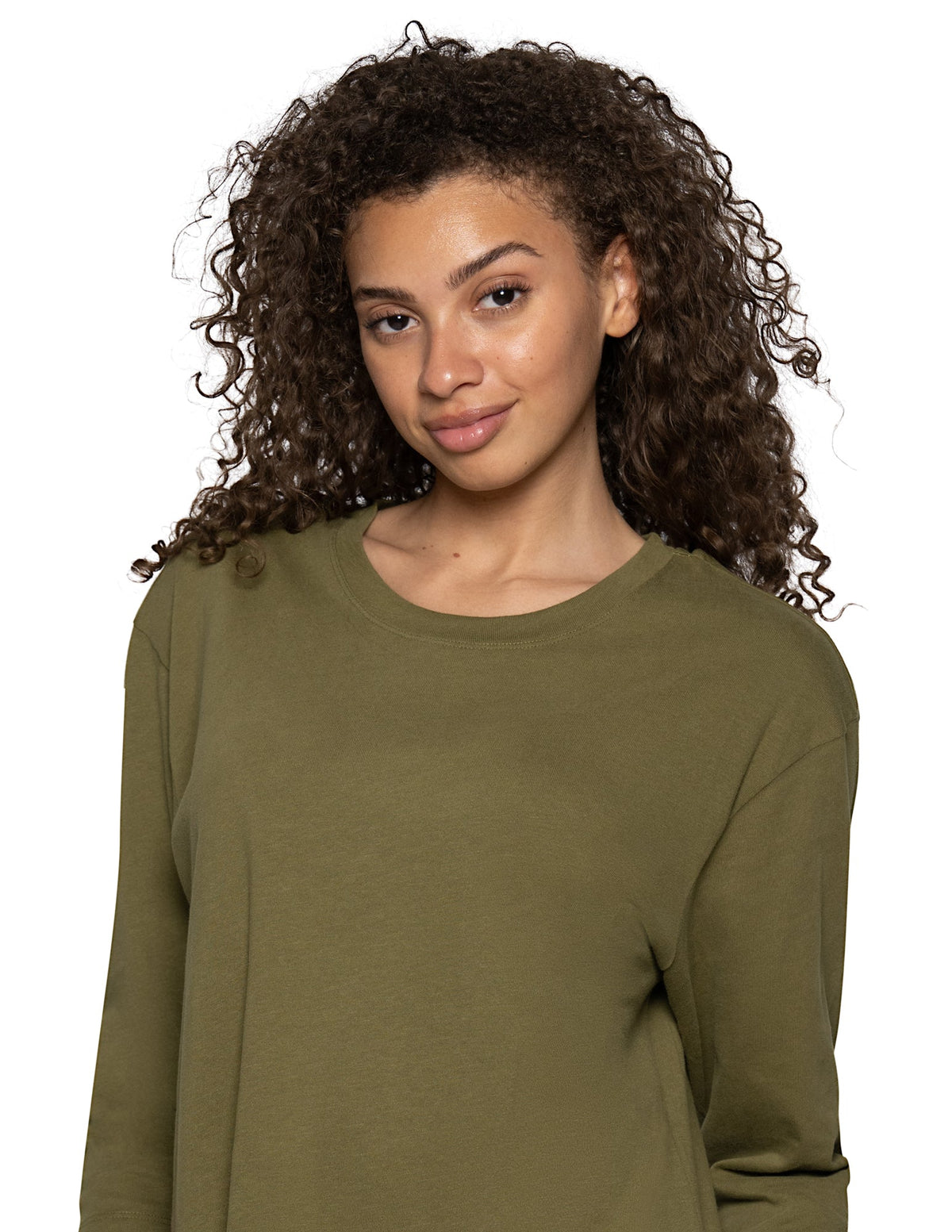 Hue 3/4 Sleeve Cotton Candied Boxy PJ Tee - Shrub Green