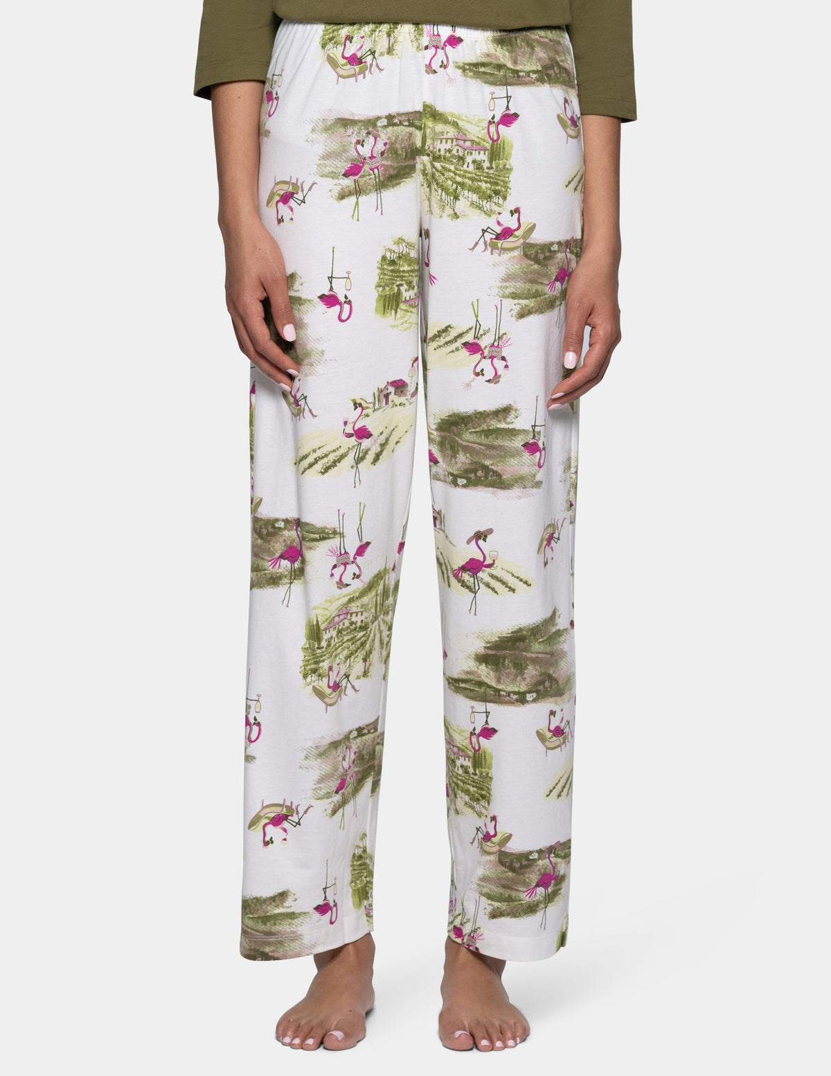 Hue Vineyard Flamingos PJ Pant - Egret