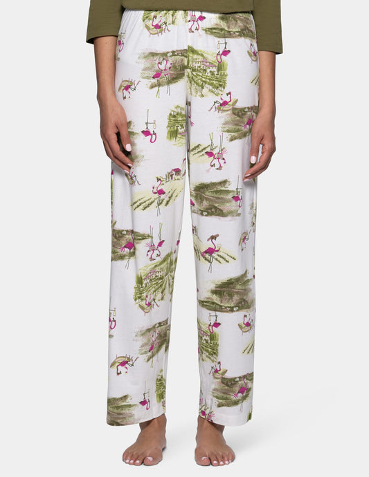 Hue Vineyard Flamingos PJ Pant - Egret