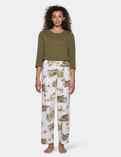 Hue Vineyard Flamingos PJ Pant - Egret
