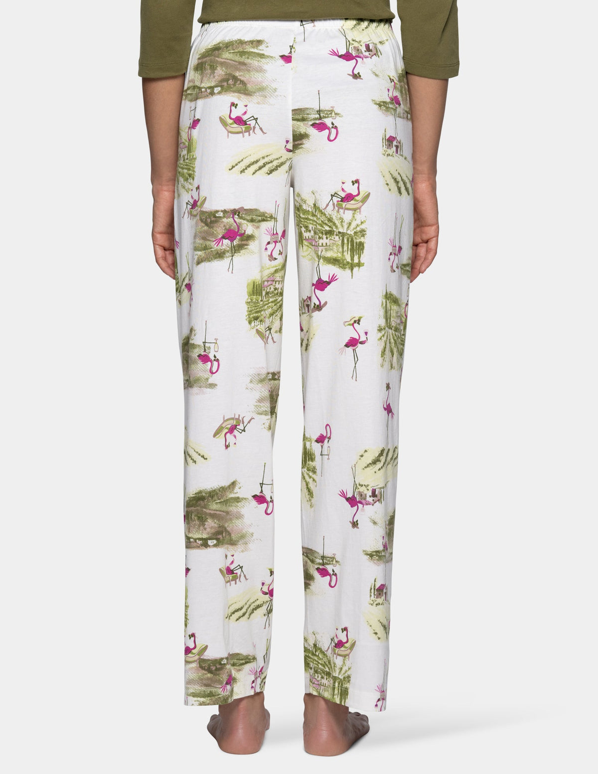Hue Vineyard Flamingos PJ Pant - Egret