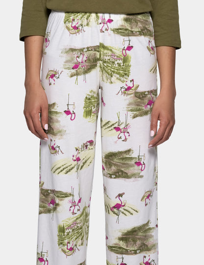 Hue Vineyard Flamingos PJ Pant - Egret