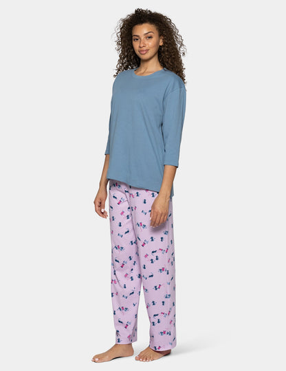 Hue 3/4 Sleeve Cotton Candied Boxy PJ Tee - Blue Heaven