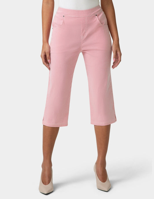 Hue Spring Stripe Pedal Pusher - Slate Rose