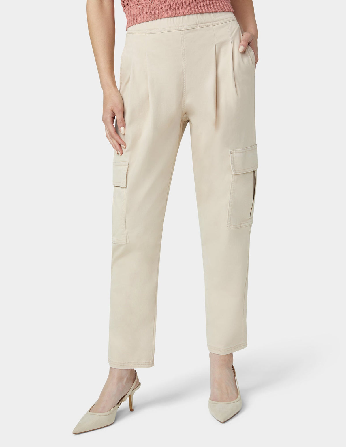 Hue Chinosoft Tapered Cargo Pants - Linen