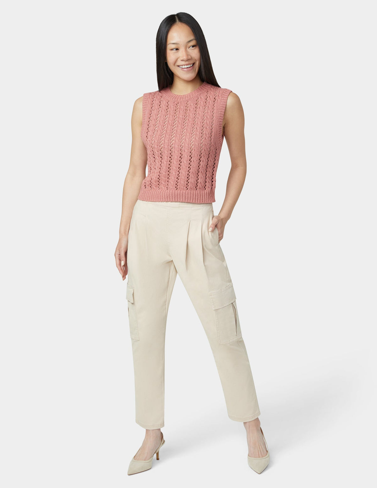 Hue Chinosoft Tapered Cargo Pants - Linen