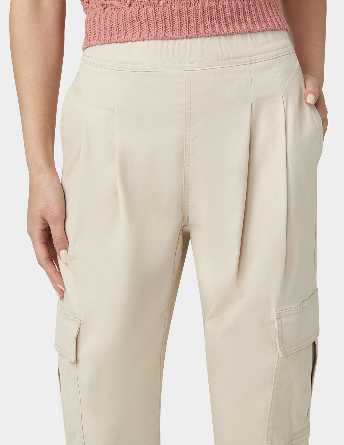 Hue Chinosoft Tapered Cargo Pants - Linen
