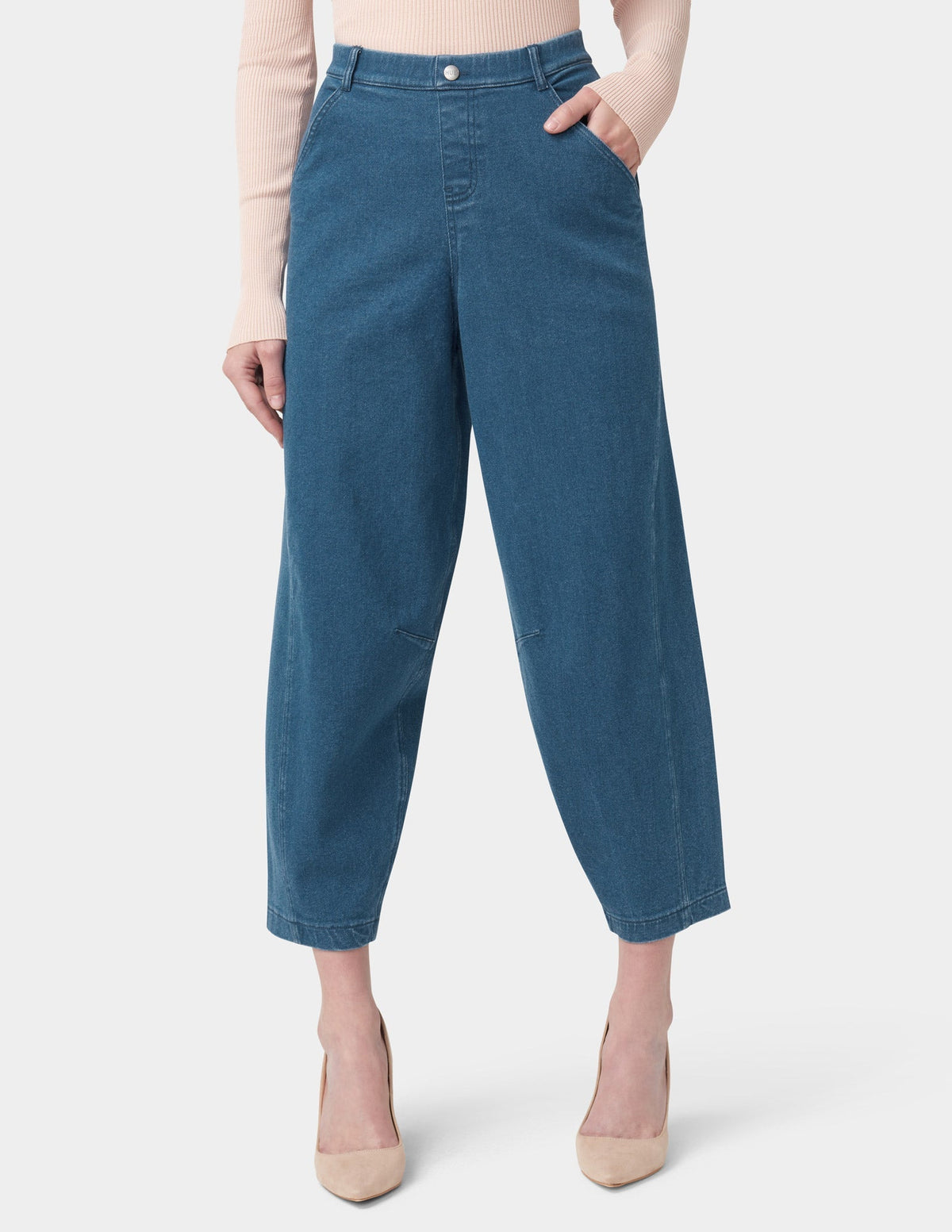 Hue Denim Barrel Leg Skimmer - Medium Wash