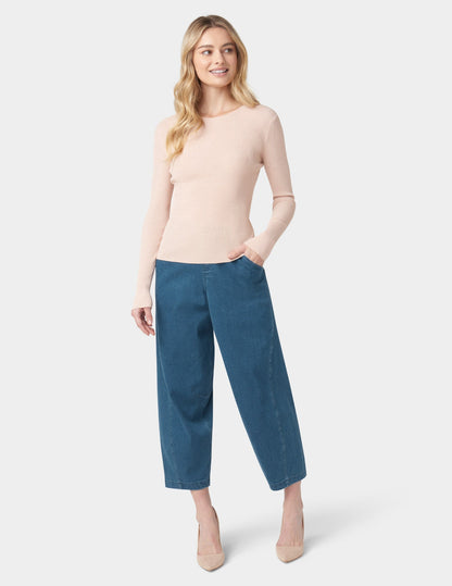 Hue Denim Barrel Leg Skimmer - Medium Wash