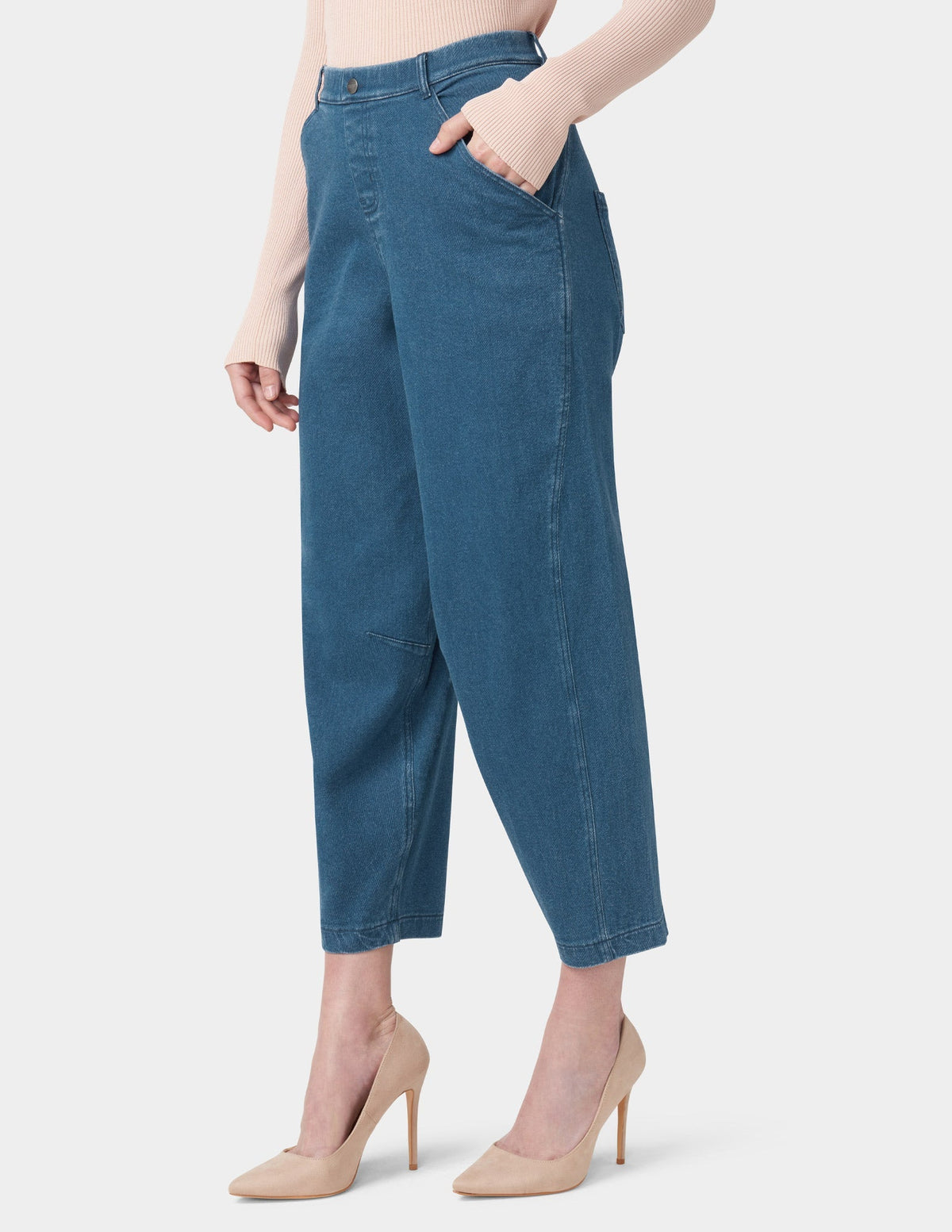 Hue Denim Barrel Leg Skimmer - Medium Wash