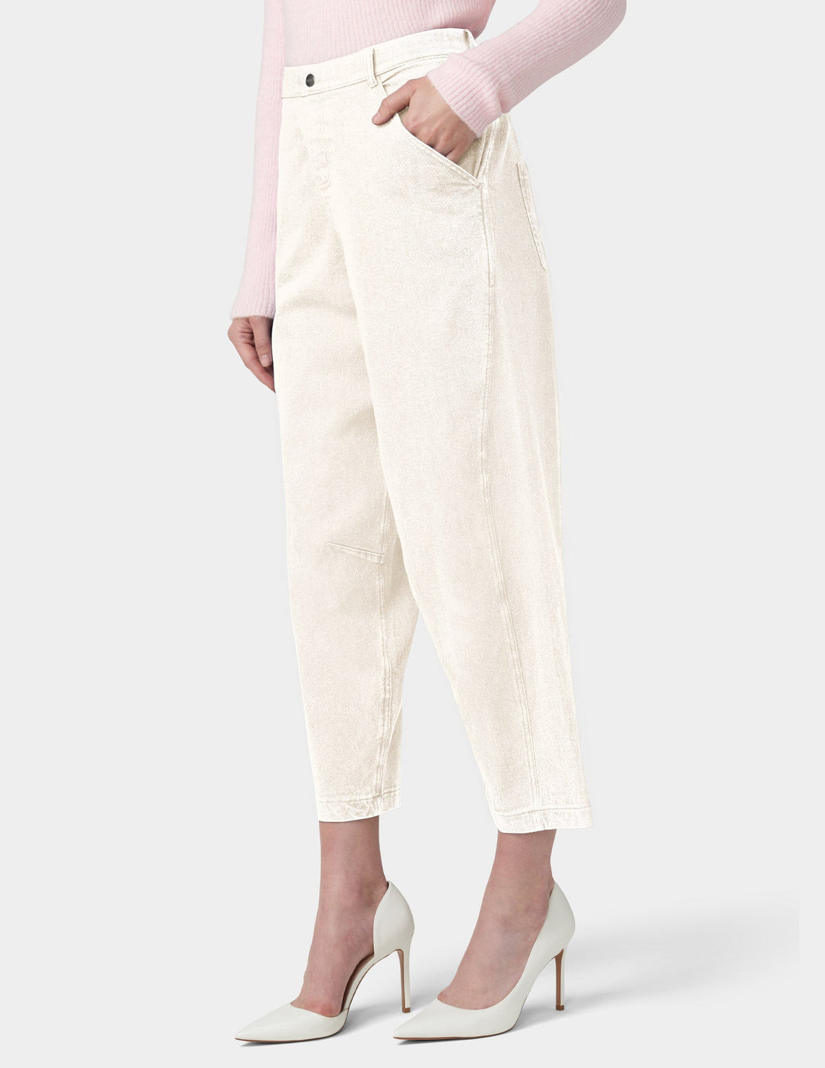 Hue Denim Barrel Leg Skimmer - Off White