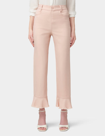 Hue Ruffle Hem Denim Skimmer - Pale Blush