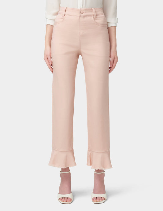 Hue Ruffle Hem Denim Skimmer - Pale Blush