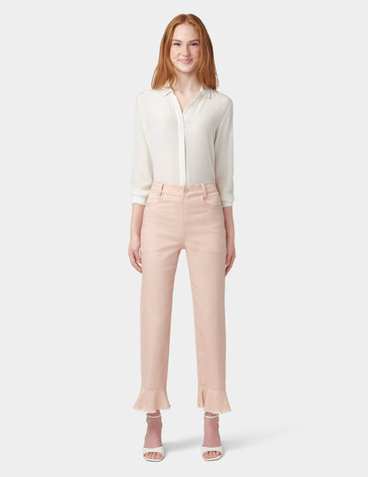 Hue Ruffle Hem Denim Skimmer - Pale Blush