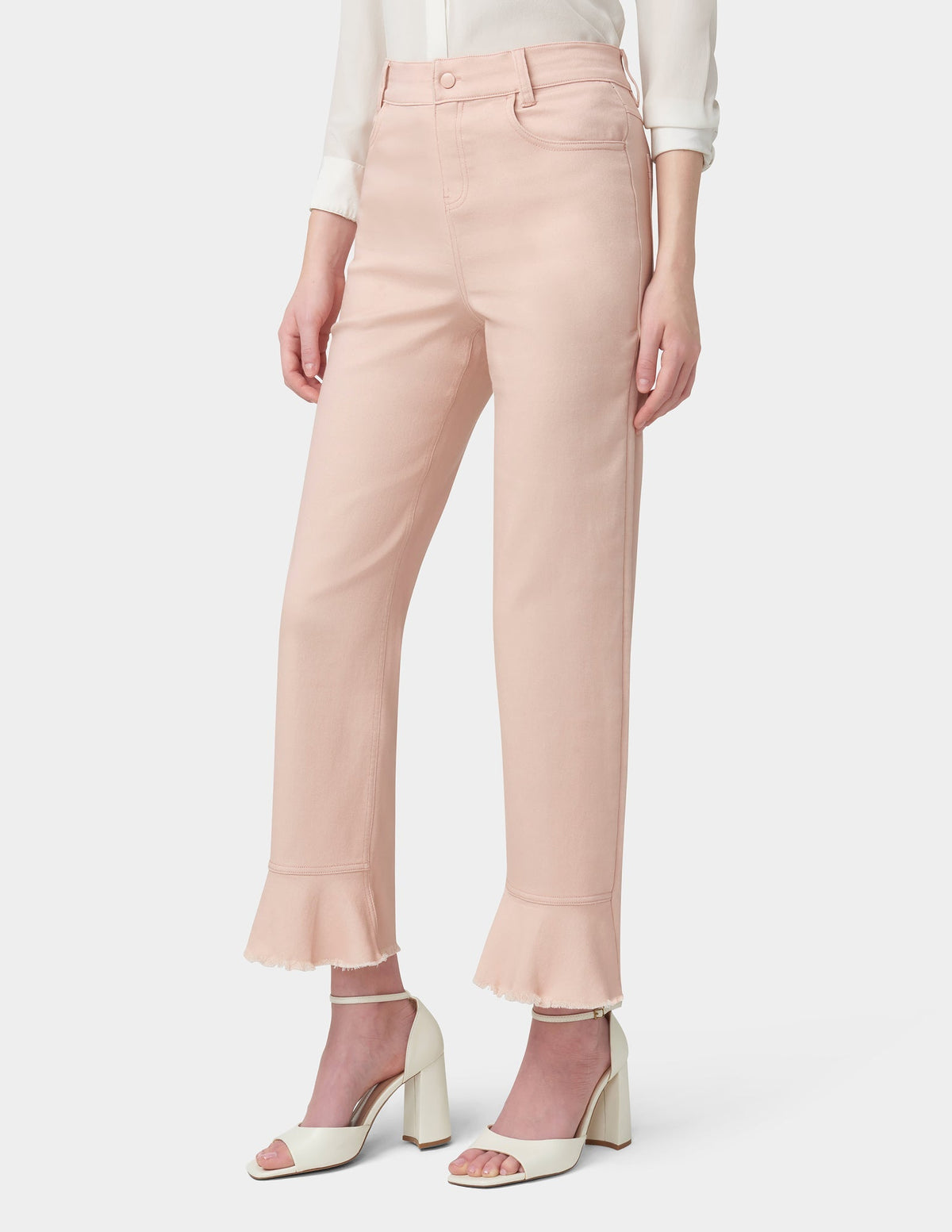 Hue Ruffle Hem Denim Skimmer - Pale Blush