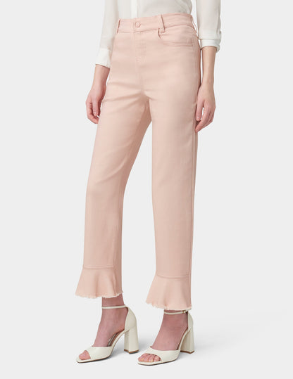 Hue Ruffle Hem Denim Skimmer - Pale Blush