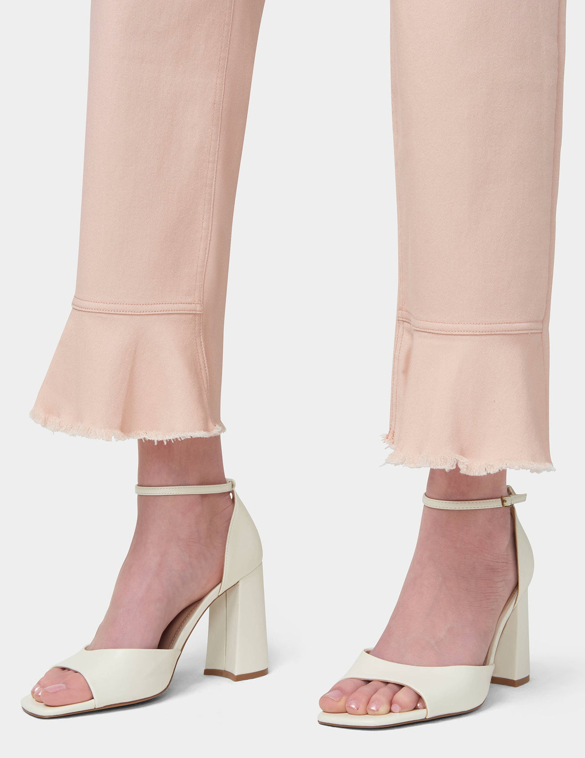 Hue Ruffle Hem Denim Skimmer - Pale Blush