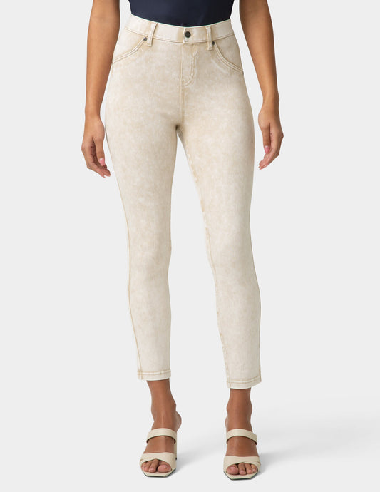 Hue Ultra Soft Denim High Waist Skimmer - Oatmeal Acid Wash