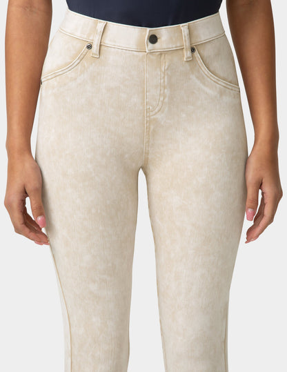 Hue Ultra Soft Denim High Waist Skimmer - Oatmeal Acid Wash