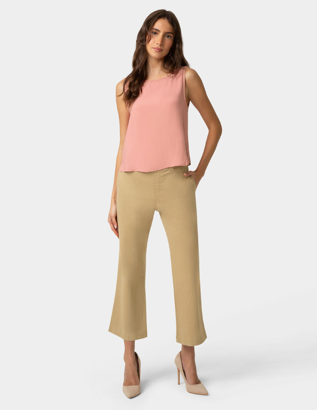 Hue Ultra Stretch Chino Kick Flare Pant - Tannin