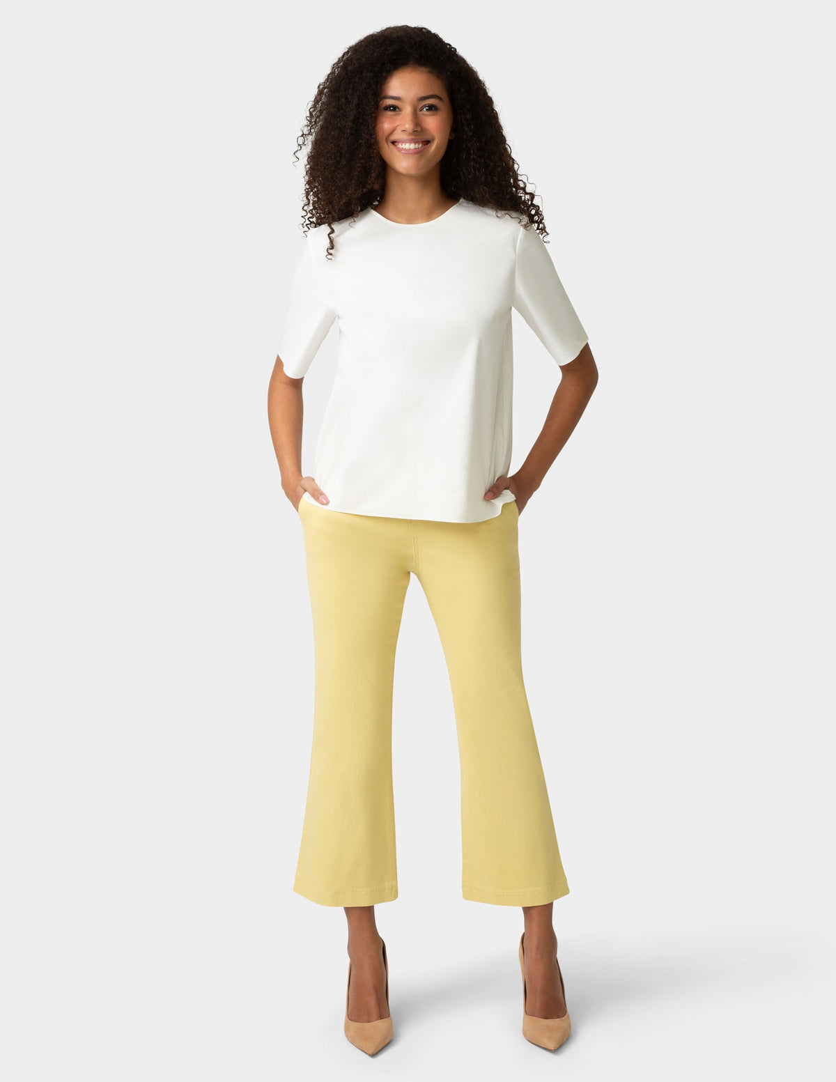 Hue Ultra Stretch Chino Kick Flare Pant - Straw