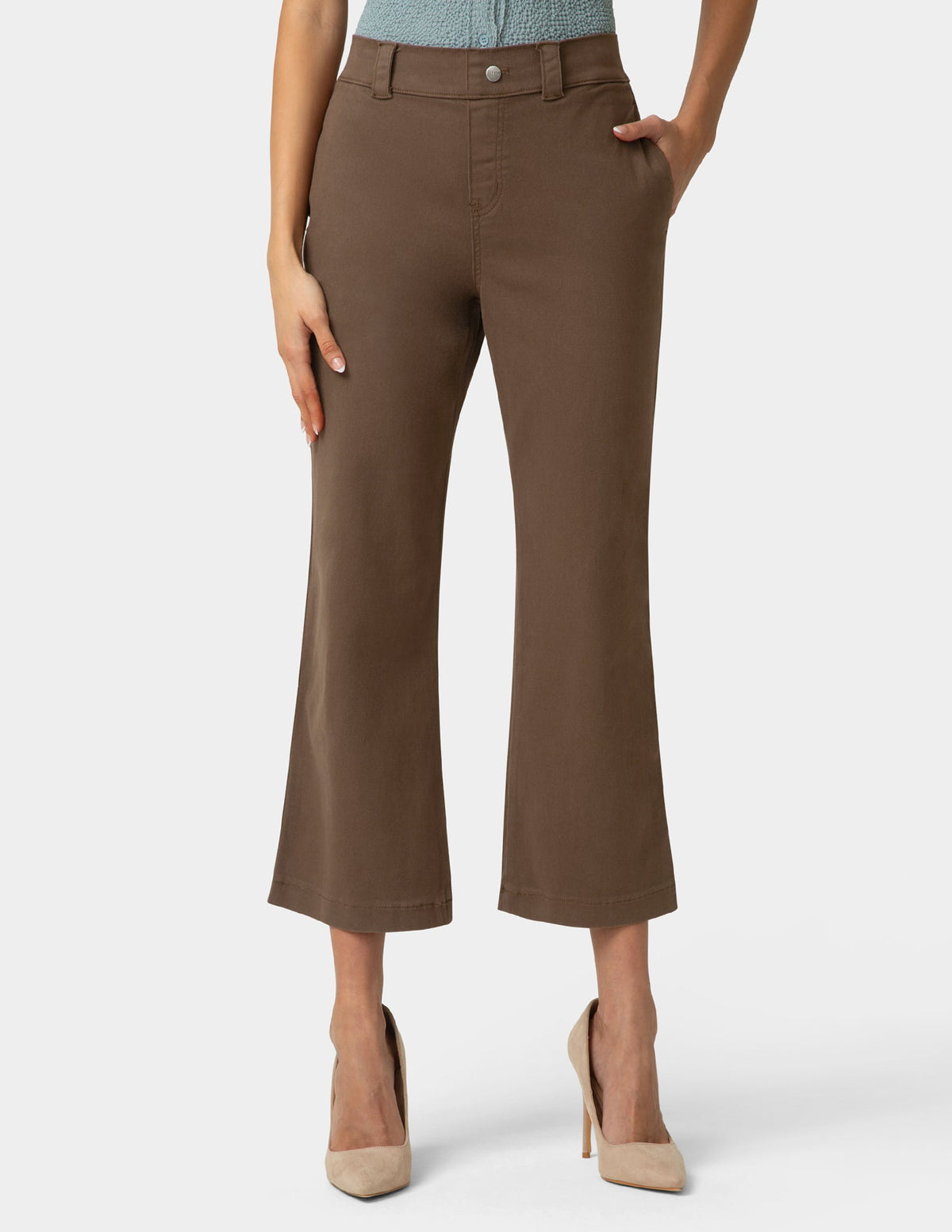 Hue Ultra Stretch Chino Kick Flare Pant - Shaved Chocolate