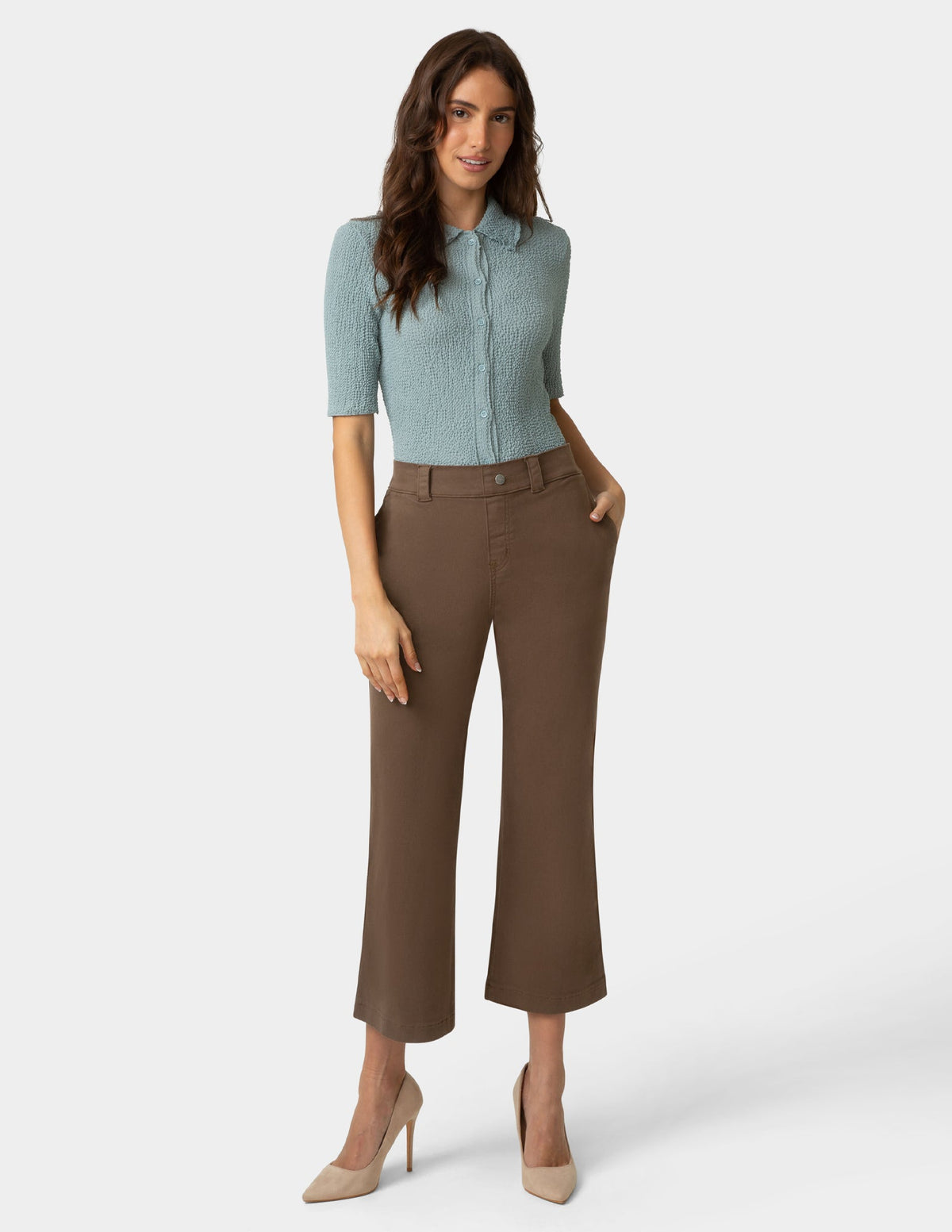 Hue Ultra Stretch Chino Kick Flare Pant - Shaved Chocolate