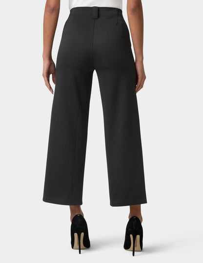 Hue Textured Cropped Wide Leg Pant - Black