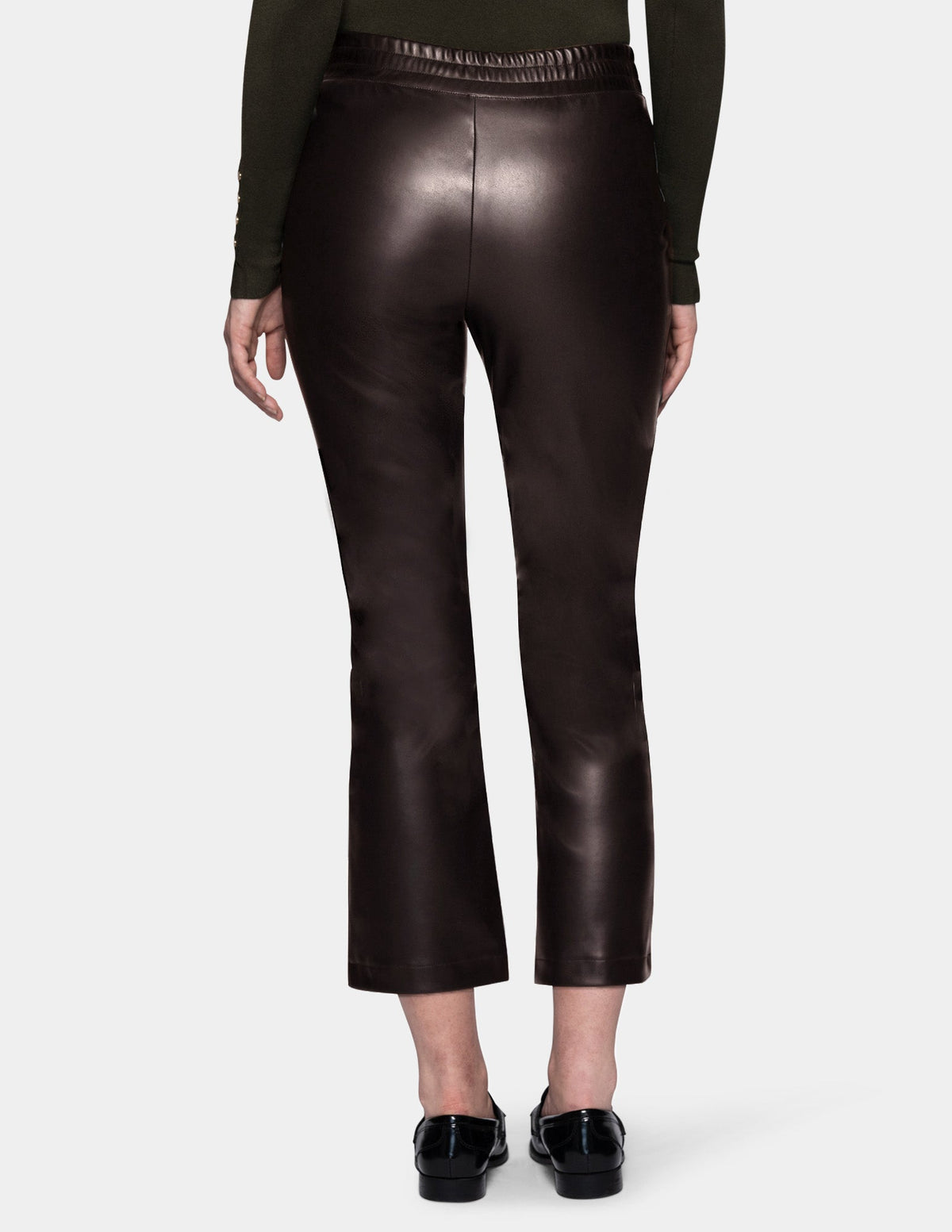 Hue Leatherette Cropped Baby Bootcut Legging - Black Coffee
