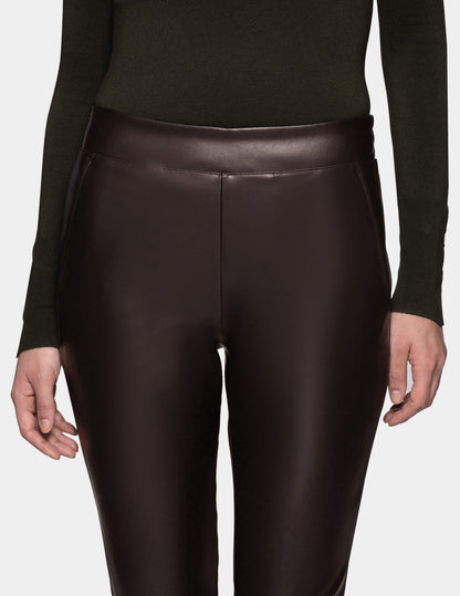 Hue Leatherette Cropped Baby Bootcut Legging - Black Coffee