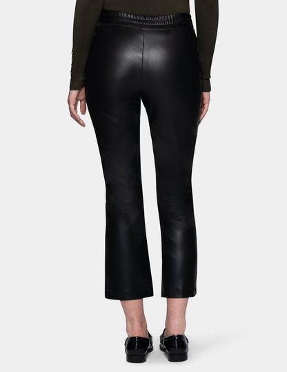 Hue Leatherette Cropped Baby Bootcut Legging - Black
